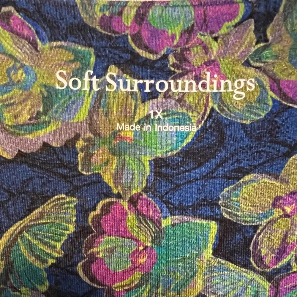 Soft Surroundings Blue Green Printed Midi Wrap Dress - Picture 7 of 10